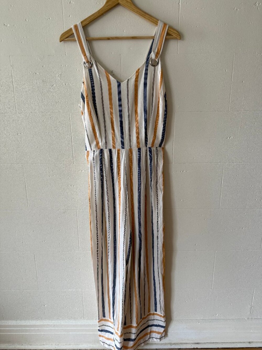 Japna | Striped Cotton Linen Jumpsuit | Large